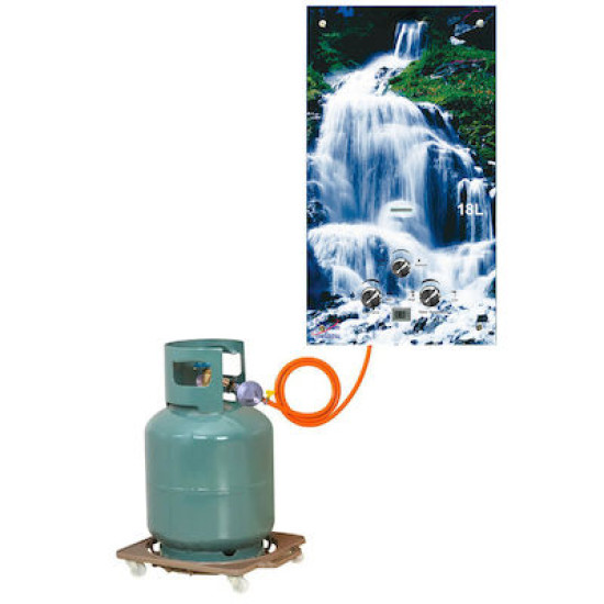 COMSYSTEM JSD18L-304 Ταχυθερμαντήρας υγραερίου LPG με υαλογραφία καταρράκτης . 18 λίτρα ανά λεπτό , 34 KW . Λειτουργεί με μπαταρίες. Διαστασεις 620*340*180mm . 2 έτη εγγύηση , πλήρη υποστήριξη και ανταλλακτικά . Δώρο τηλέφωνο ντουζ LED .