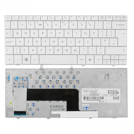 ΠΛΗΚΤΡΟΛΟΓΙΟ ΓΙΑ LAPTOP HP MINI 102 110-1000 110C-1000 COMPAQ MINI 700ER CQ10-100 US LAYOUT WHITE NEW