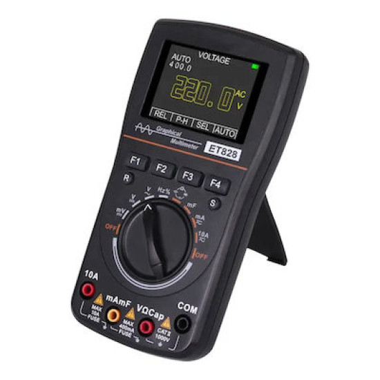 TOOLTOP ET828. 2-in-1 Oscilloscope Multimeter, 2.4 Inch Color Screen, Smart Graphical , 1MHz Bandwidth, 2.5Msps Sample Rate.
